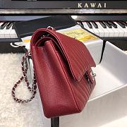 Chanel 1112 red calfskin chevron quilted 2.55 flap bag - 2