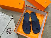 Hermes men oran blue slippers - 4