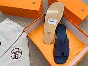 Hermes men oran blue slippers - 3