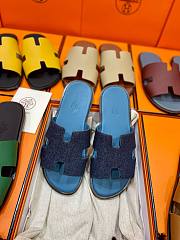 Hermes men oran blue suede slippers - 1