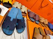 Hermes men oran blue suede slippers - 6