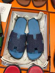 Hermes men oran blue suede slippers - 5