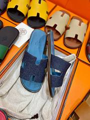 Hermes men oran blue suede slippers - 2