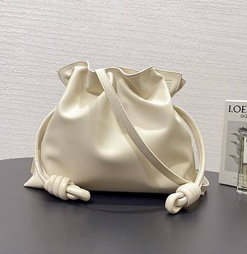 LOEWE medium white leather flamenco clutch bag