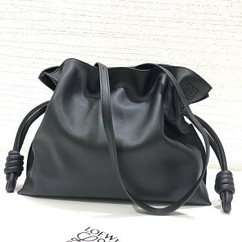 LOEWE medium black leather flamenco clutch bag