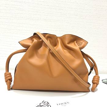 LOEWE medium light brown leather flamenco clutch bag