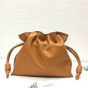 LOEWE medium light brown leather flamenco clutch bag - 3