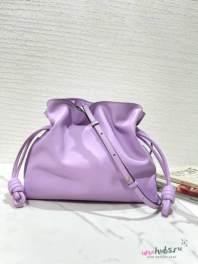 LOEWE medium purple leather flamenco clutch bag - 1