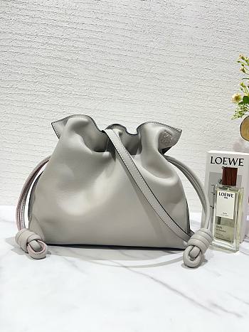 LOEWE medium gray leather flamenco clutch bag