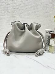 LOEWE medium gray leather flamenco clutch bag - 6