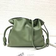 LOEWE medium dark green leather flamenco clutch bag - 4