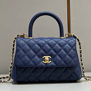 Chanel Coco blue grained leather gold hardware bag - 1