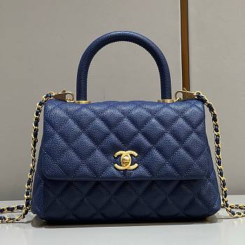 Chanel Coco blue grained leather gold hardware bag