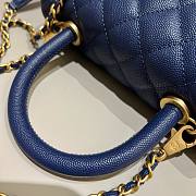 Chanel Coco blue grained leather gold hardware bag - 4