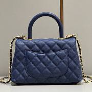 Chanel Coco blue grained leather gold hardware bag - 3