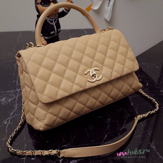 Chanel Coco beige grained leather gold hardware 29cm bag - 1