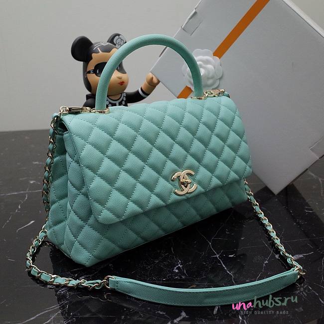 Chanel Coco blue grained leather gold hardware 29cm bag - 1