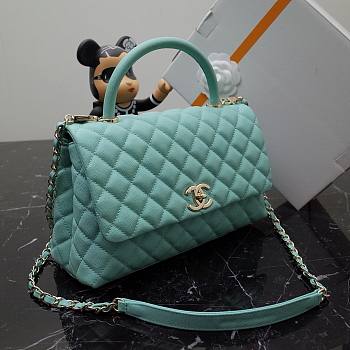 Chanel Coco blue grained leather gold hardware 29cm bag