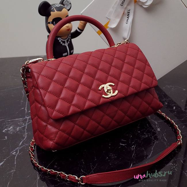 Chanel Coco red grained leather gold hardware 29cm bag - 1