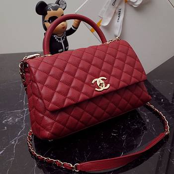 Chanel Coco red grained leather gold hardware 29cm bag