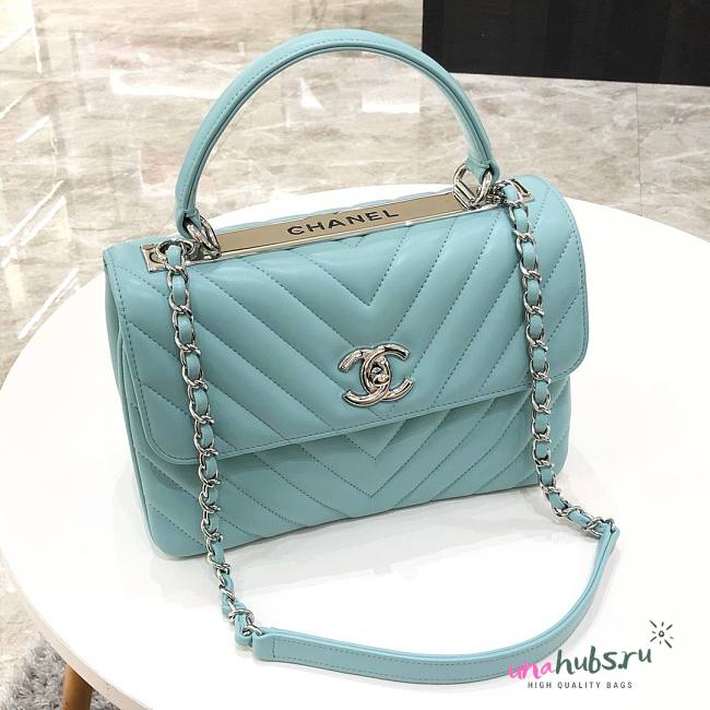 Chanel Trendy Cc Flap Blue Lambskin V Bag - 1