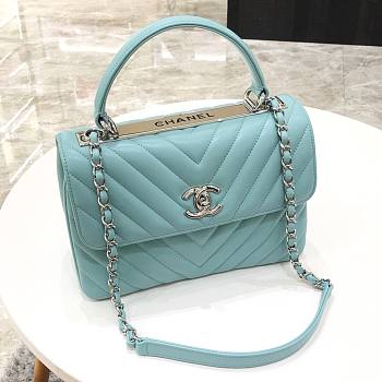 Chanel Trendy Cc Flap Blue Lambskin V Bag