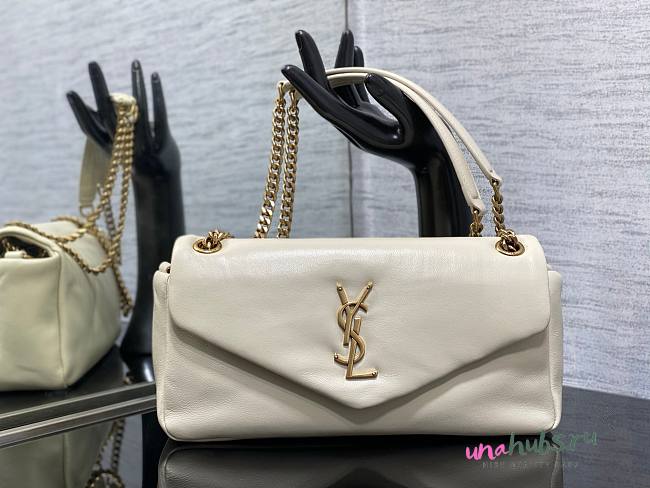 YSL Calypso Padded White Lambskin Bag - 1