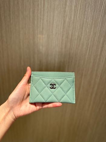 Chanel mint caviar card holder