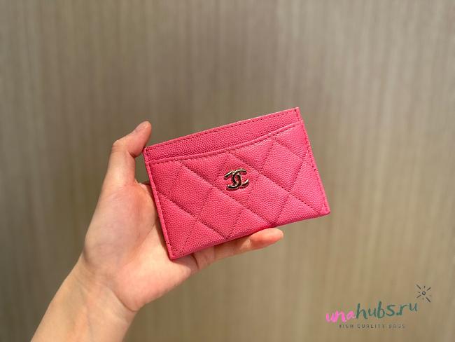 Chanel pink caviar card holder - 1