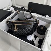 Chanel Aged Calfskin Quilted Black Belt Bag - 1