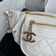 Chanel Aged Calfskin Quilted White Belt Bag - 5