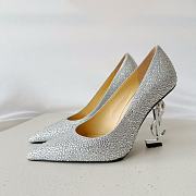 YSL Crystal Embellished Pump Silver Heels 10cm - 4