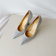 YSL Crystal Embellished Pump Silver Heels 10cm - 3