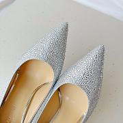 YSL Crystal Embellished Pump Silver Heels 10cm - 2