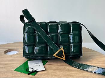 Bottega Veneta Padded Cassette Green Patent Bag