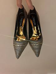 Tom Ford Gold Studded Suede Pointed Toe Pumps - 4