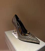 Tom Ford Gold Studded Suede Pointed Toe Pumps - 1