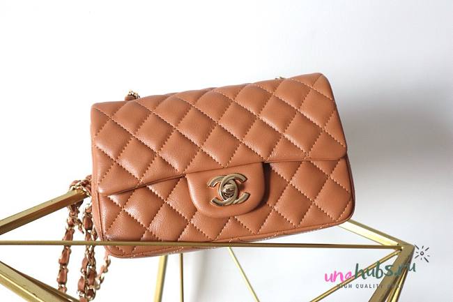 Chanel CF mini 20 brown lambskin gold hardware bag - 1