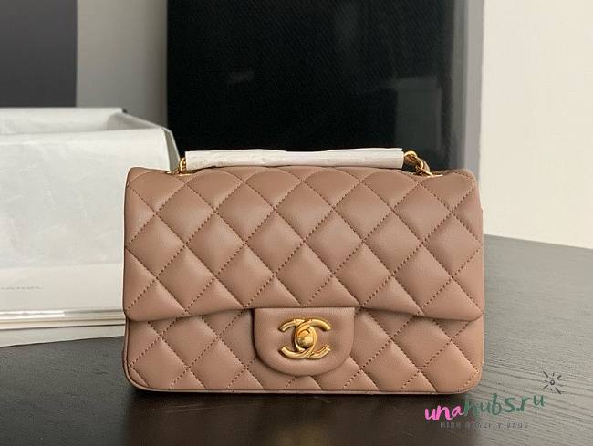 Chanel CF mini 20 beige lambskin gold hardware bag - 1