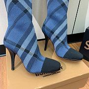 Burberry Blue Knitted Check Sock Boots  - 5