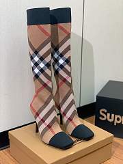 Burberry Brown Knitted Check Sock Boots - 3