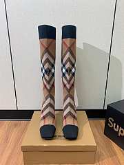 Burberry Brown Knitted Check Sock Boots - 4