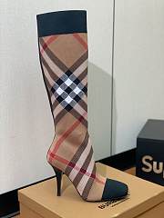 Burberry Brown Knitted Check Sock Boots - 6