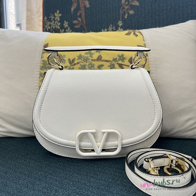 Valentino Vsling white grainy calfskin shoulder bag  - 1