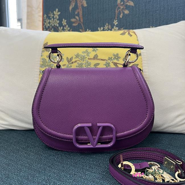 Valentino Vsling purple grainy calfskin shoulder bag - 1