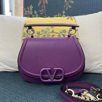 Valentino Vsling purple grainy calfskin shoulder bag