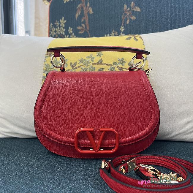 Valentino Vsling red grainy calfskin shoulder bag - 1