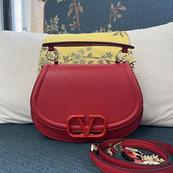 Valentino Vsling red grainy calfskin shoulder bag