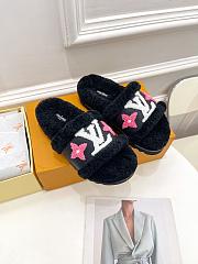Louis Vuitton Black Fur Sandals - 6
