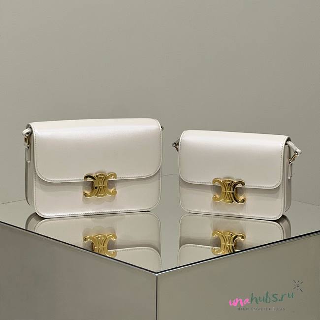 Celine Triomphe crochet embroidery white bag - 1